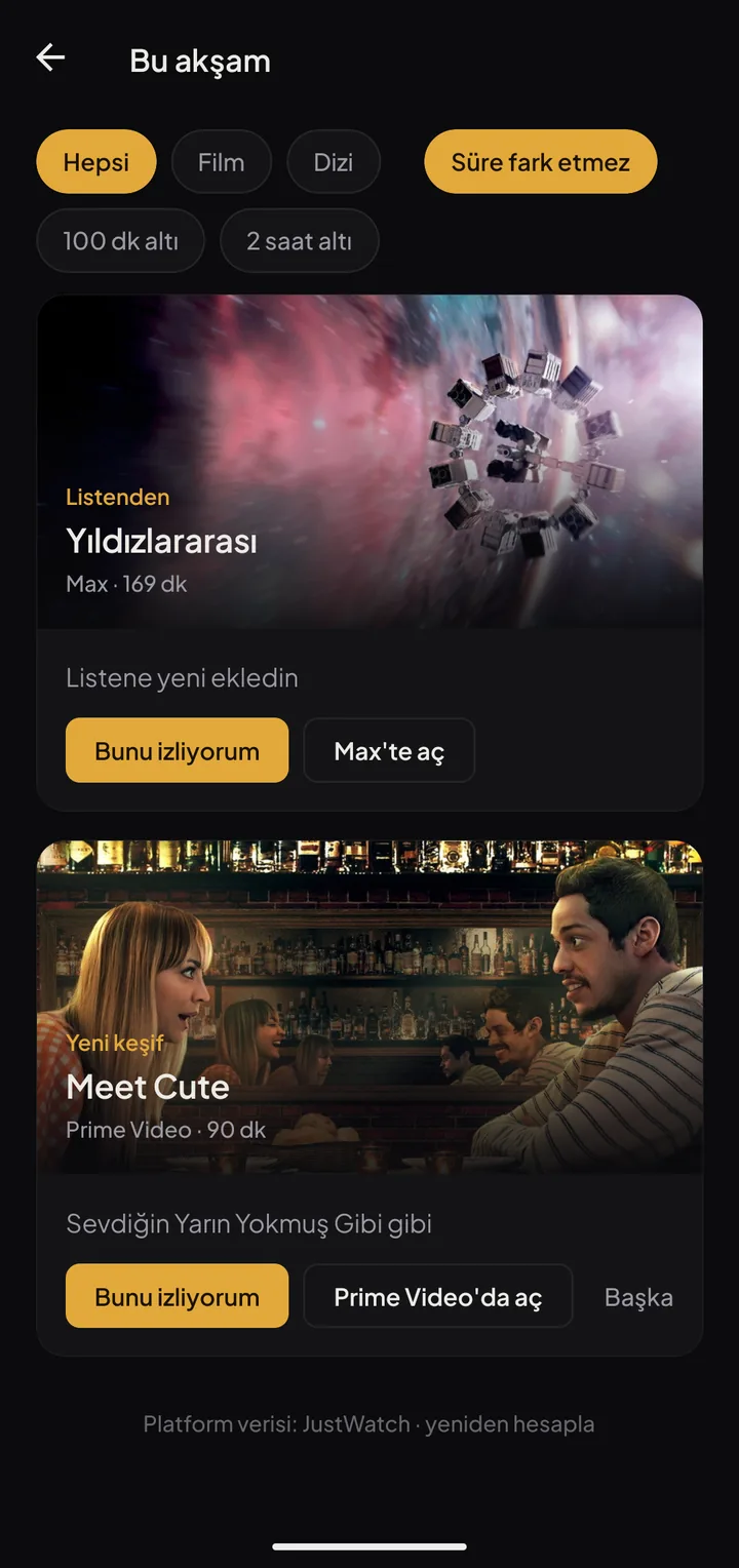 Bu akşam ekranı